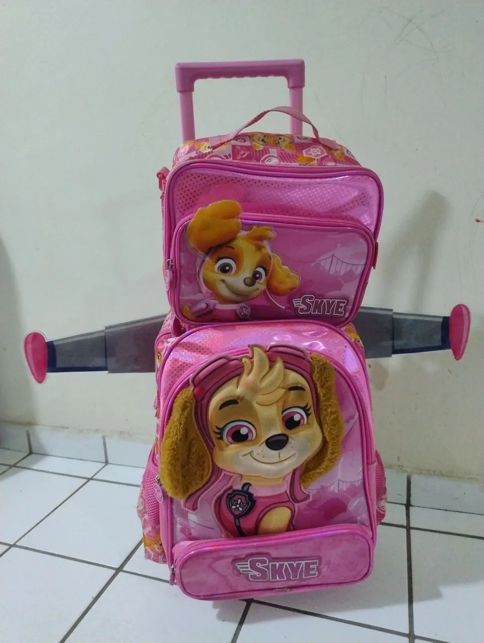 Mochila escolar de rodinhas e lancheira termica Bagaggio - menina - Skye rosa - Foto 4