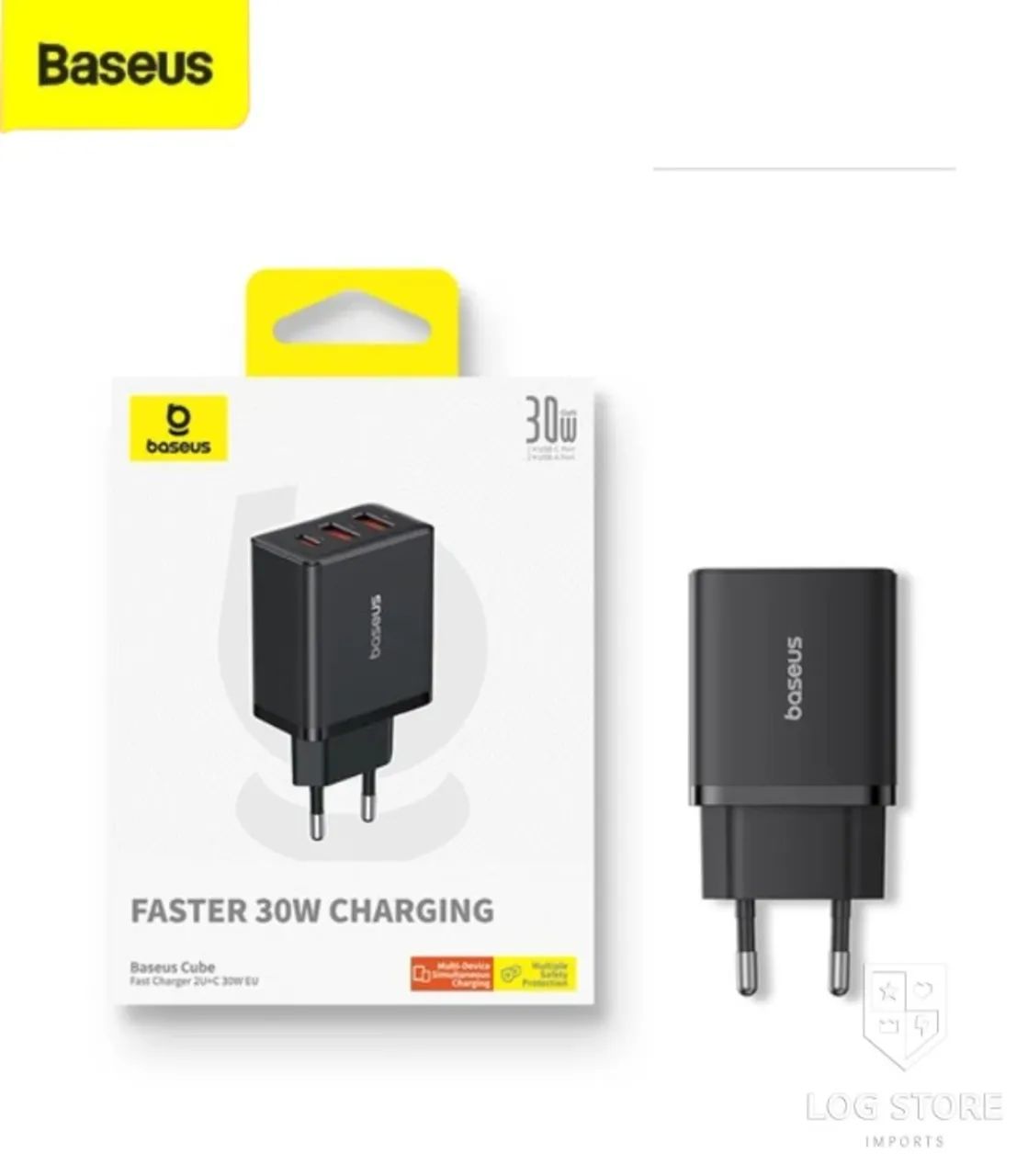 Carregador Baseus 30w USB A + Tipo C 3 Portas iPhone Xiaomi Motorola Samsung Carga Rápida - Foto 6
