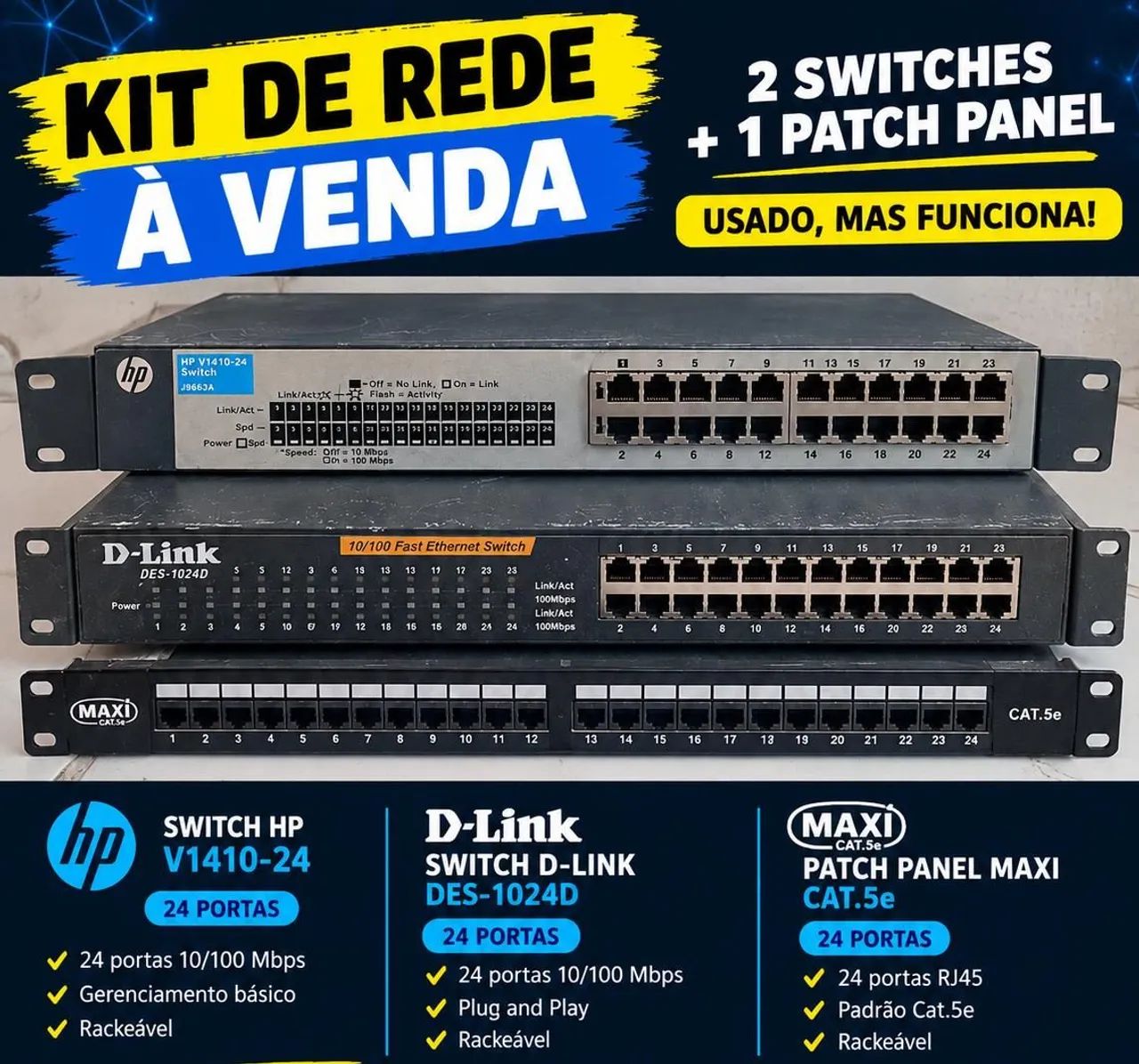 Switch 2 + 1 Patch Panel todos 24 Portas  - Foto 3