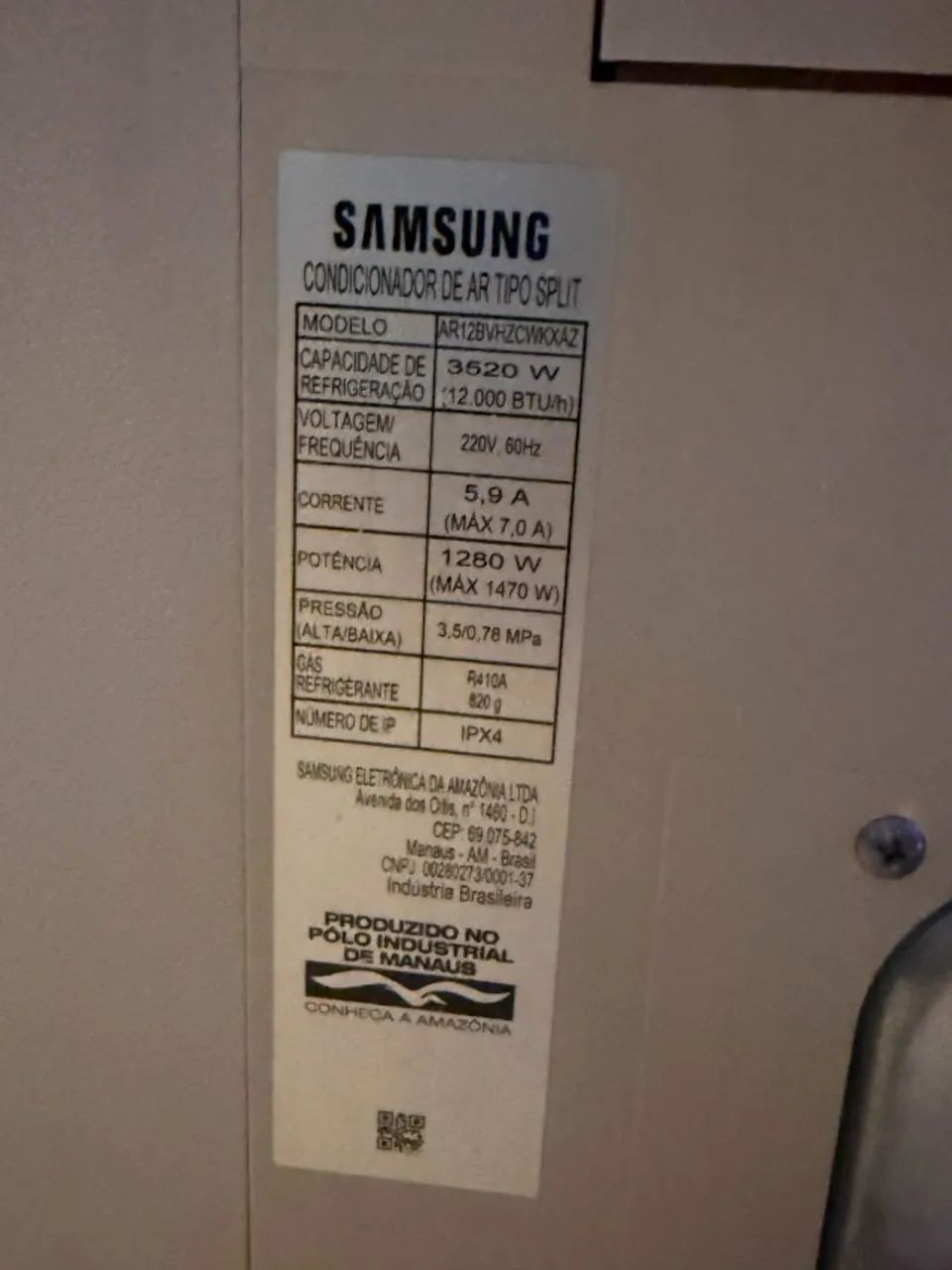 AR CONDICIONADO SAMSUNG 12000 BTUS INVERTER SPLIT - Foto 3