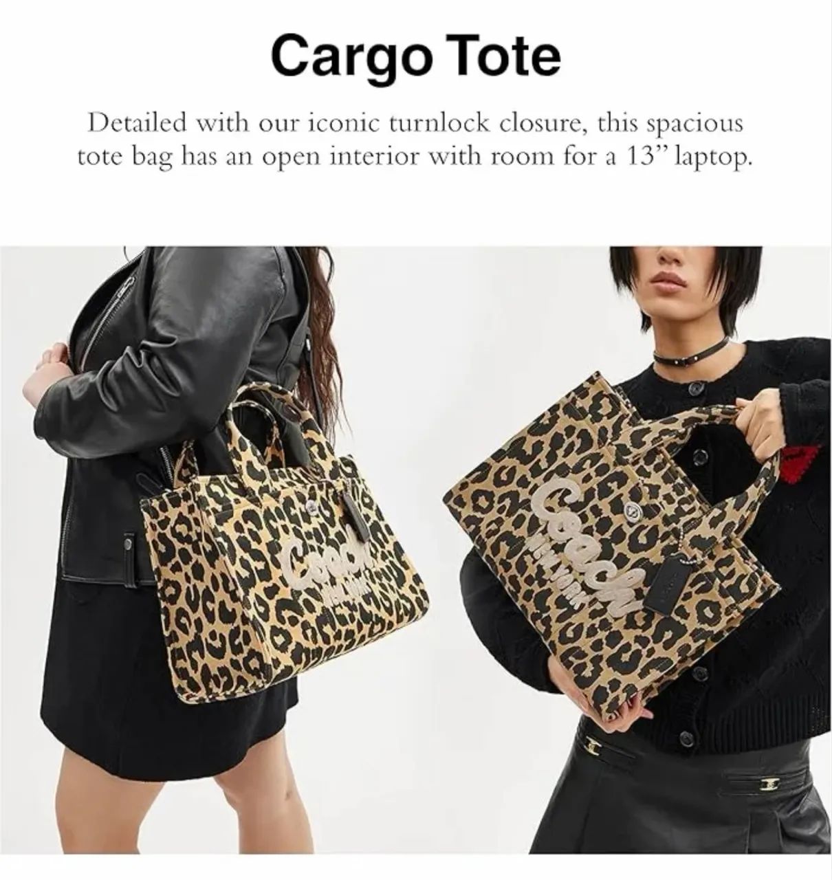 Bolsa Saco Coach Cargo Tote 26 Lona De Algodão Animal Print - Foto 4