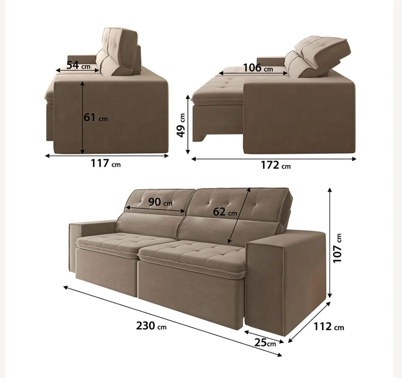 Sofá Retrátil Veludo 2,30mt Promoção Pronta Entrega  - Foto 4