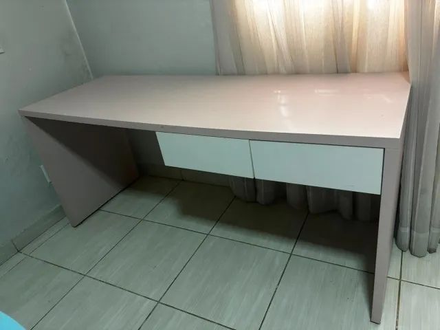 Bancada de MDF rosa bebê com gaveta branca - Foto 4