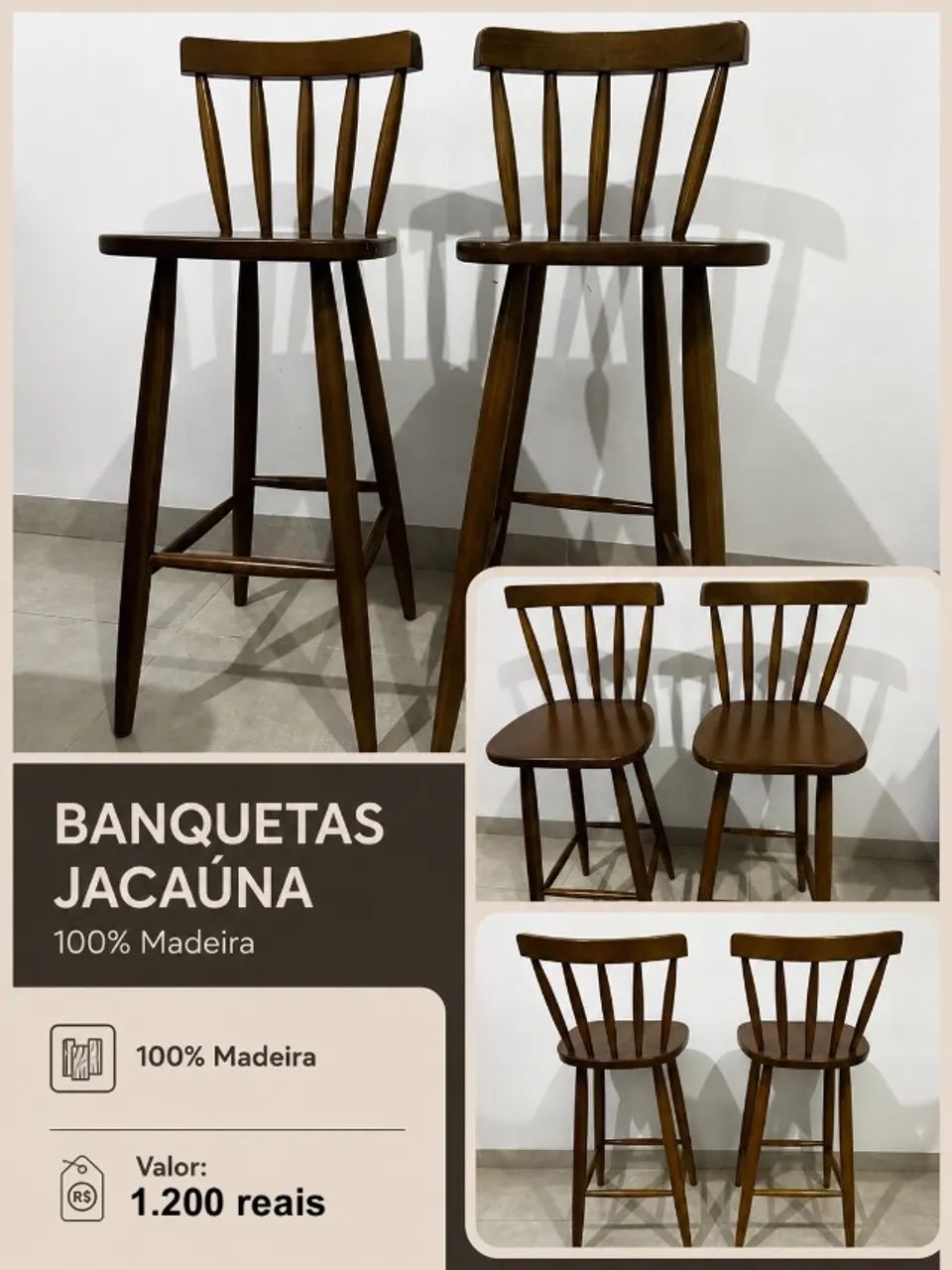BANQUETAS JACAÚNA 100% Madeira