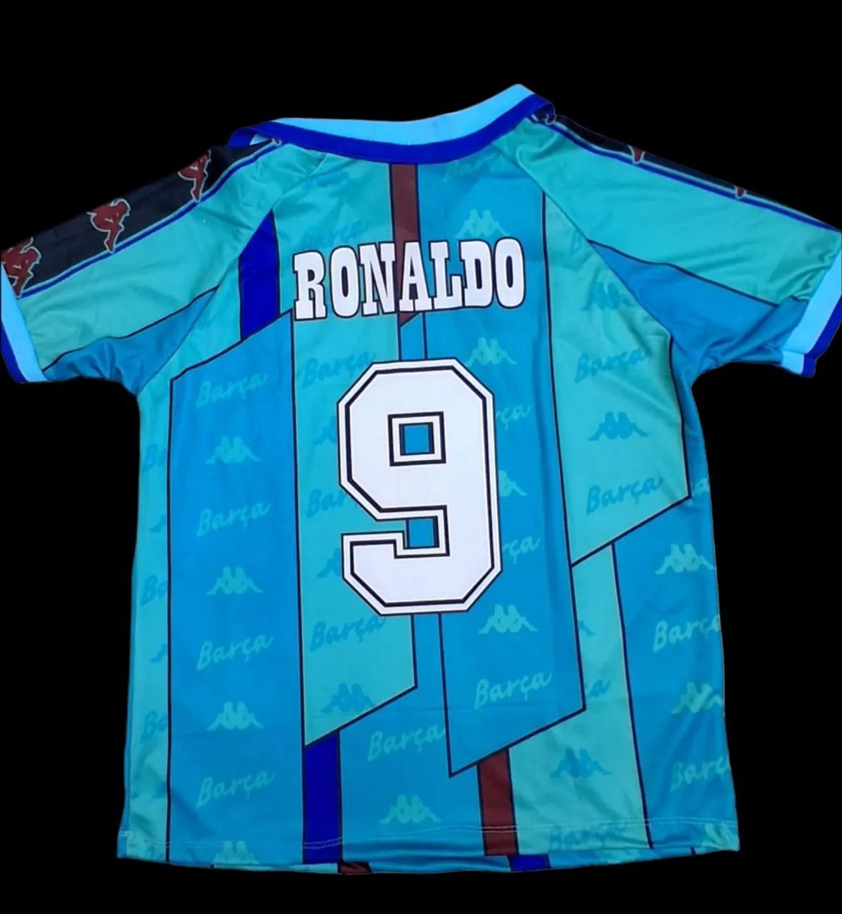 Camisa Retrô Barcelona Barça Ronaldo 1996/97 -  Away Azul Pronta Entrega
