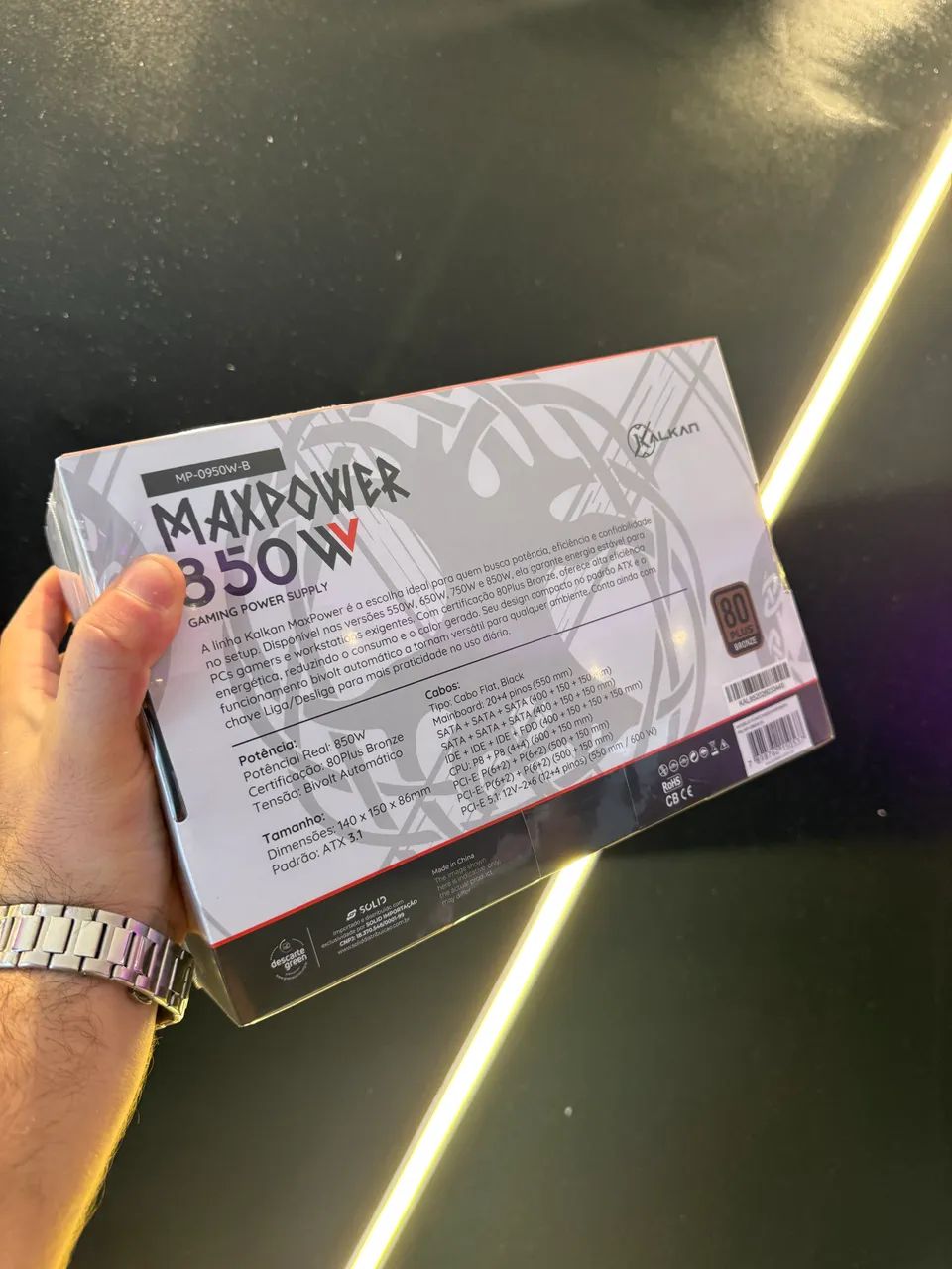 Fonte 850w conector pcie5.1 80plus bronze + PFC ON - Foto 2