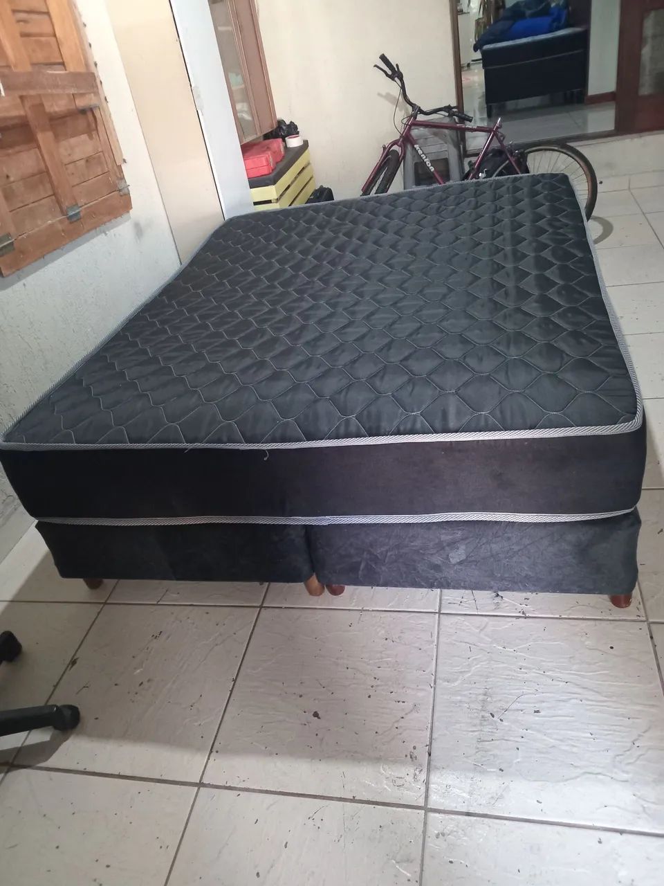 Cama box casal queen 158x198 reformado com colchão  - Foto 5
