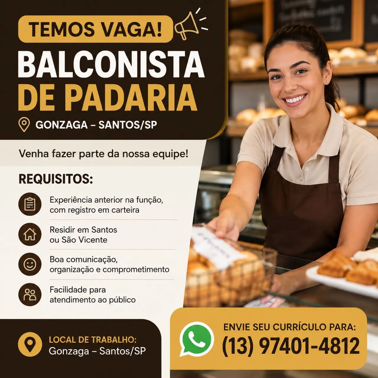Balconista de Padaria 