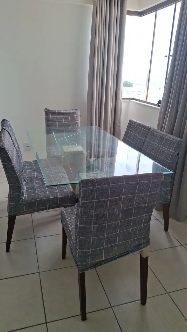 Mesa de Vidro 6 Cadeiras