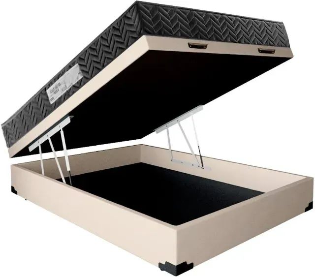 Colchão Casal Molas Ensacadas + Cama Box Baú Bege - Foto 2