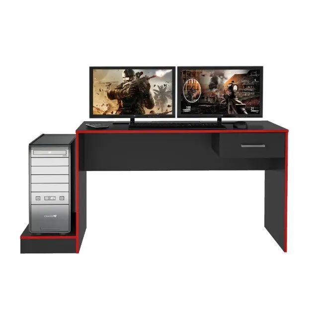 (Em Estoque) Mesa Gamer Nilo Preto/Vermelho - Foto 2