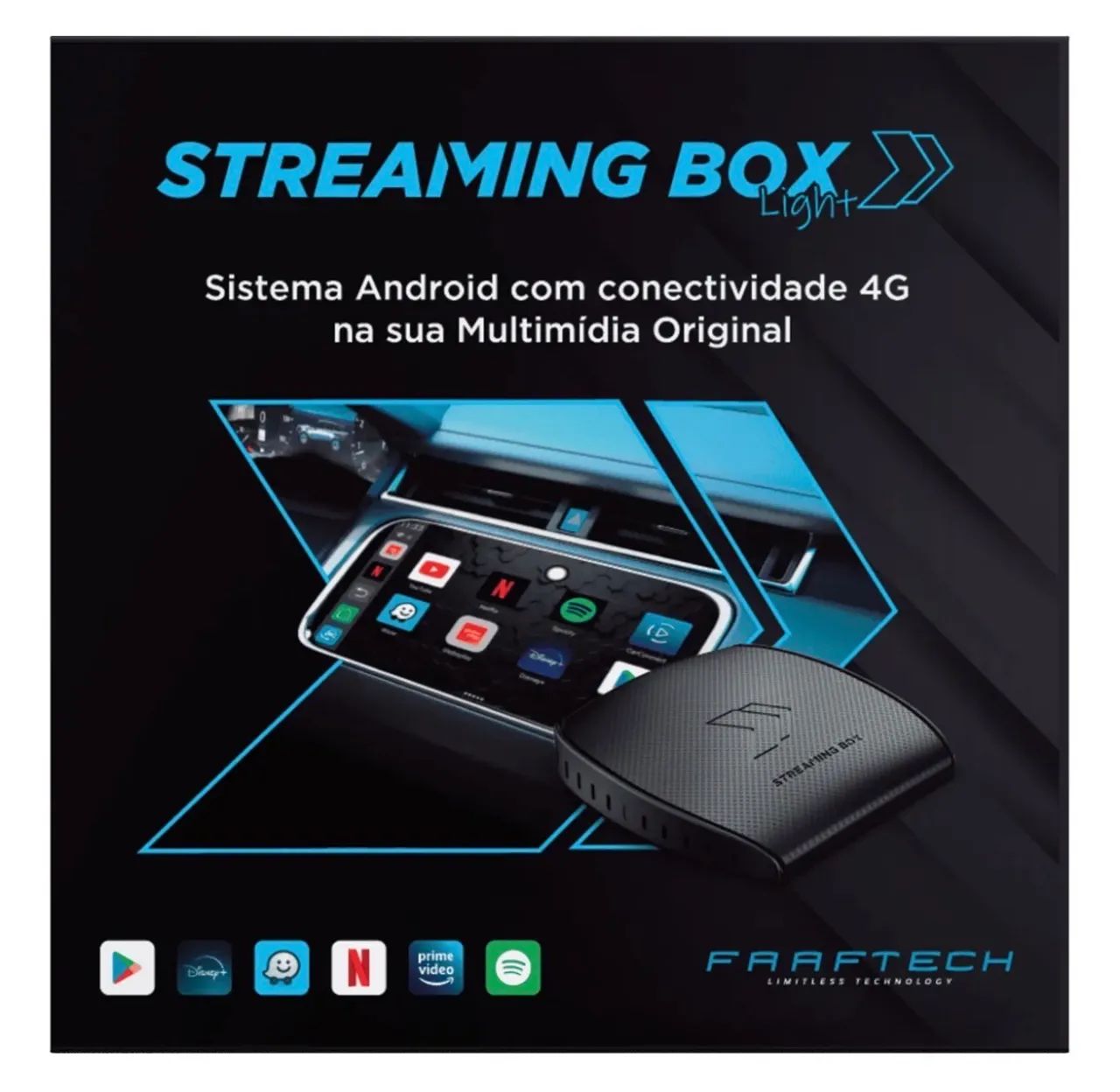 Streaming Box Light Ultima Versão Faaftech Car Play E Android Auto Sem Fio - Foto 2