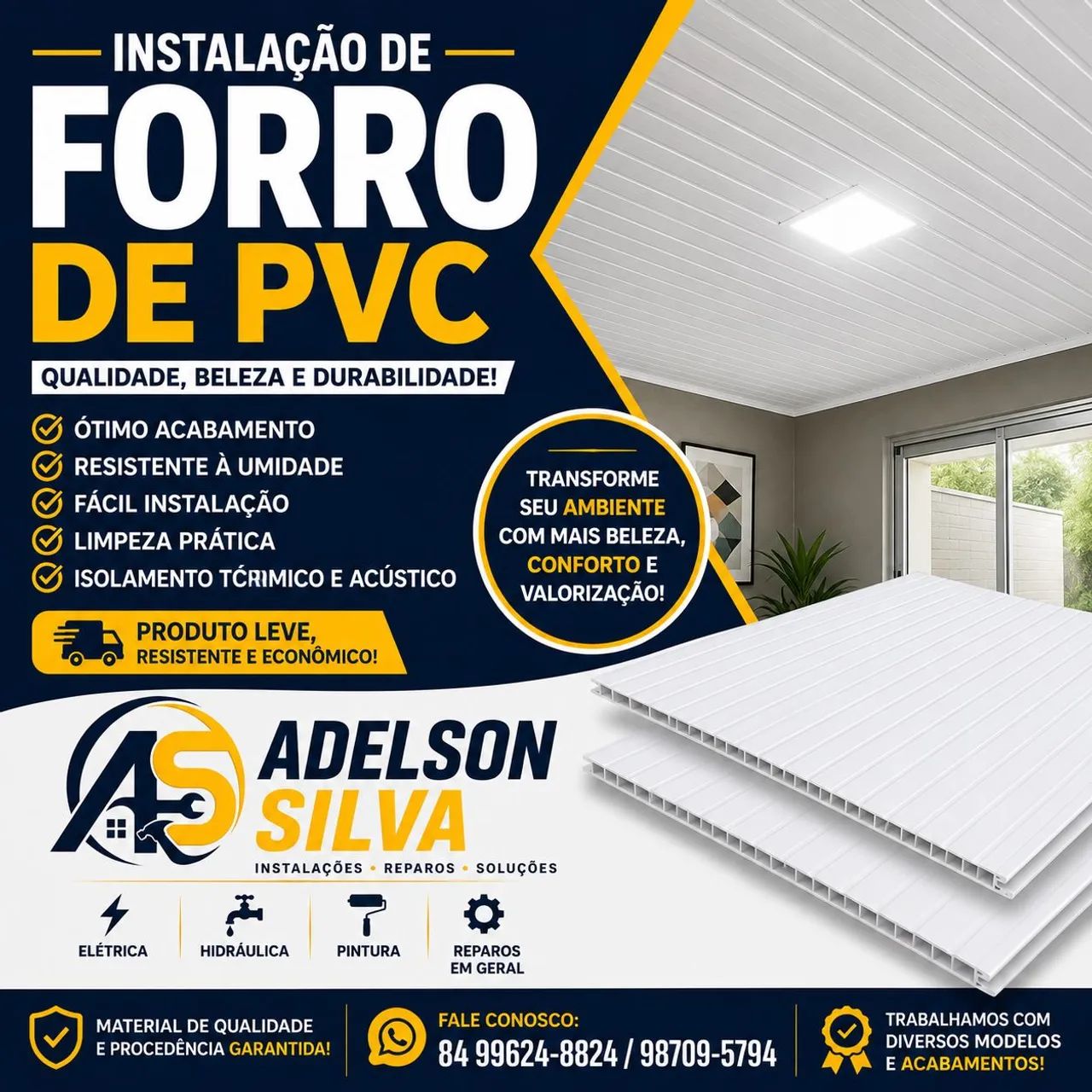 Instalação de Forro PVC | Orçamento Grátis | Atendimento Rápido
