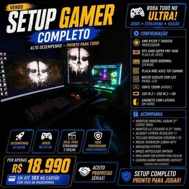 VENDO SETUP GAMER COMPLETO - ALTO DESEMPENHO