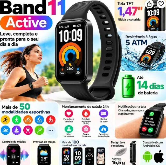 Smart Band 11 Active - Relógio Digital - Foto 3