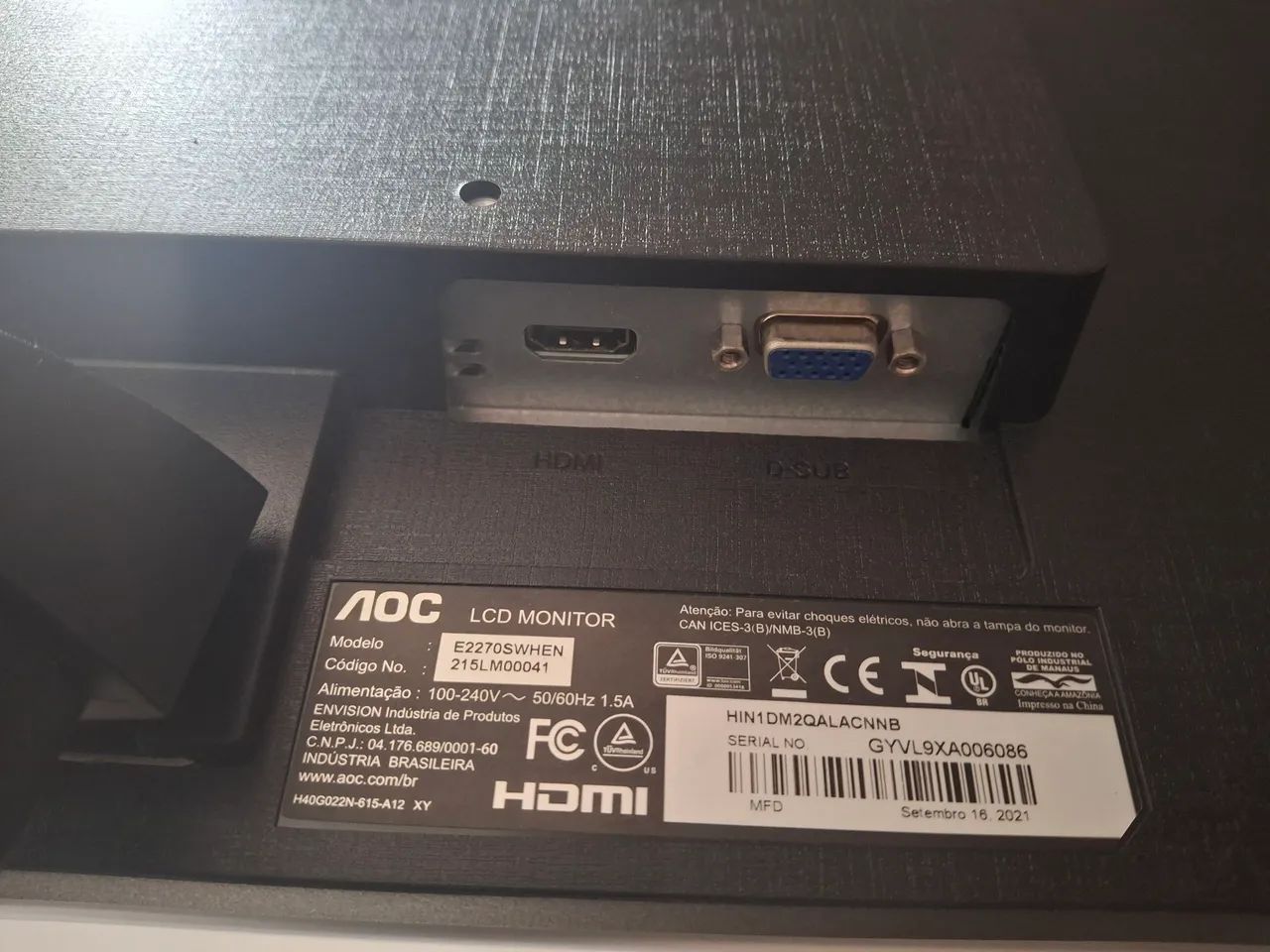 Monitor AOC 22" Vga / Hdmi - Garantia  - Foto 4