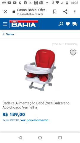 Em excelente estado de conservação cadeira de alimentação Galzerano em São Carlos!
