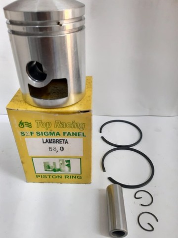 Pistão 64 mm Lambretta 175 cc - adaptação p/ biela curta - (2 anéis + pistão) - Foto 2