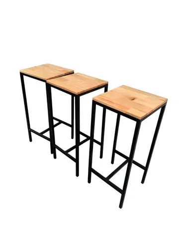 Conjunto 3 Banquetas Alta Estilo Industrial Eucalipto - Foto 3