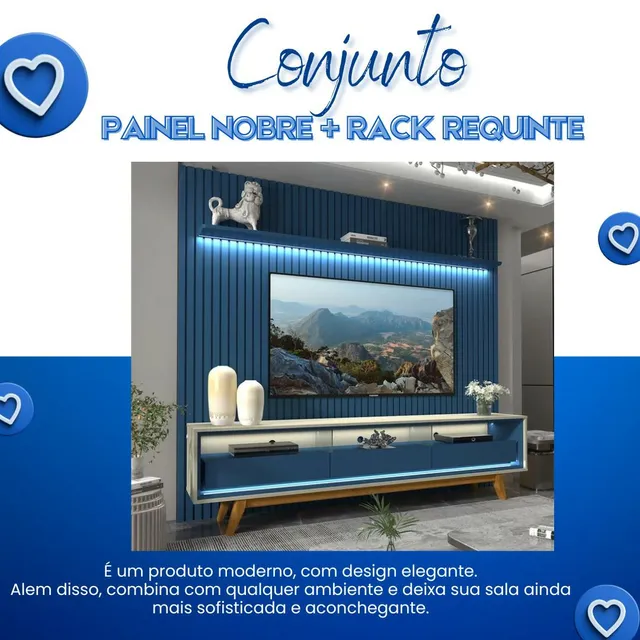 Painel nobre com rack requinte levo hoje