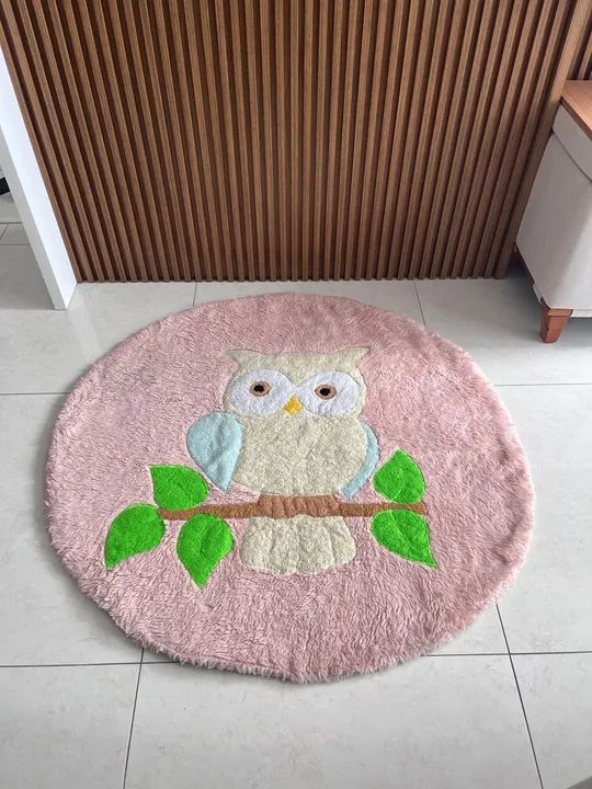 Lindo tapete de coruja redondo