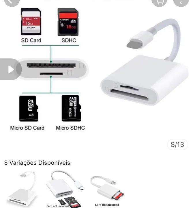 Leitor de Cartão SD para iPhone TIPO C - Adaptador Lightning - Foto 3