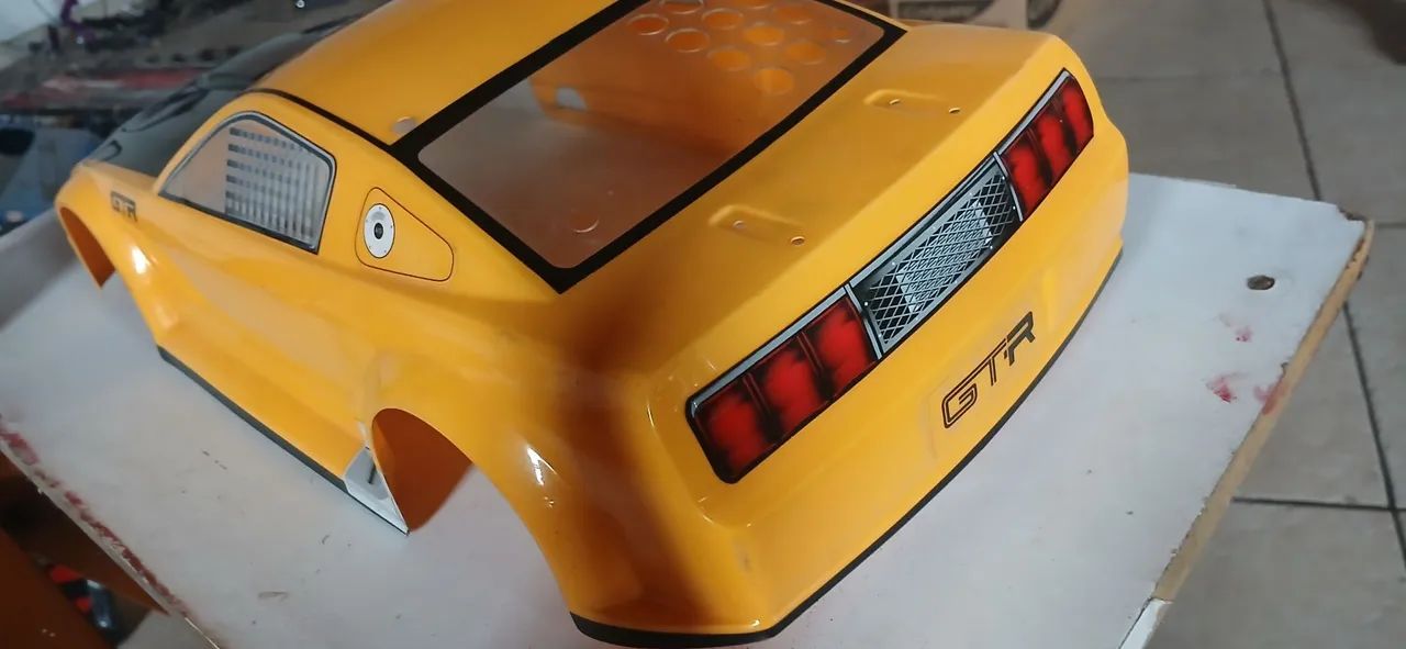 Bolha automodelo serve em tamiya e kyosho 1/10 Mustang amarelo - Foto 5