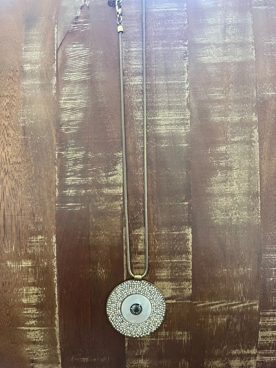 Cordão Colar MANDALA Camila Klein olho grego dourado envelhecido com pedras - Foto 4