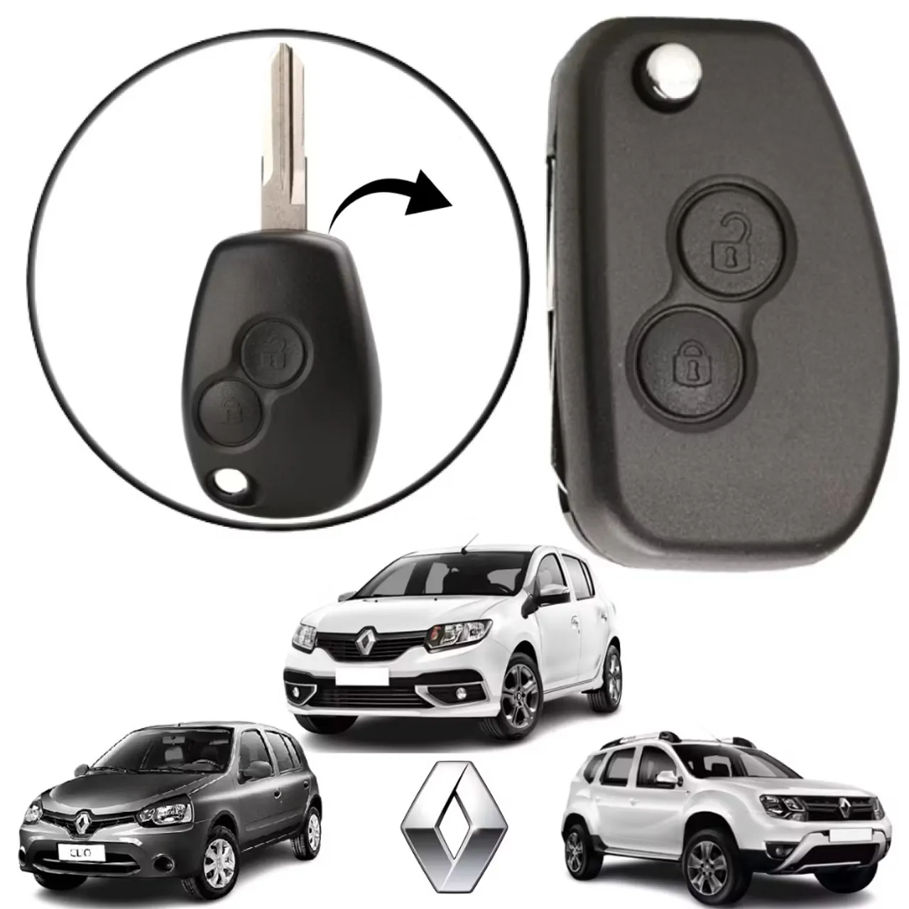 Chave canivete com lâmina virgem Renault Sandero e Clio