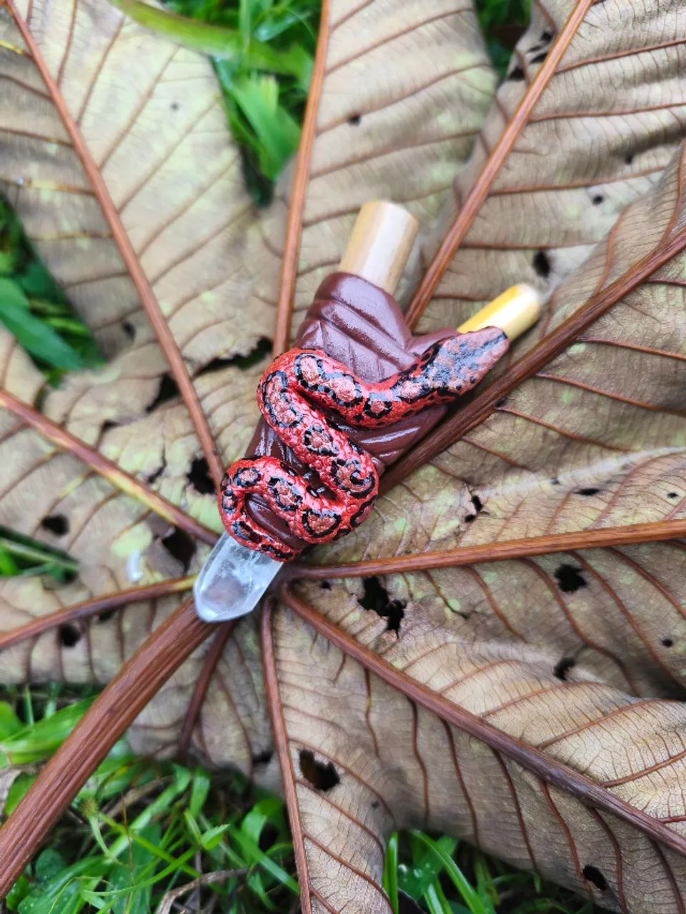 Kuripe Autoaplicador Rapé Personalizado com Ponta de Cristal de Quartzo - Foto 4