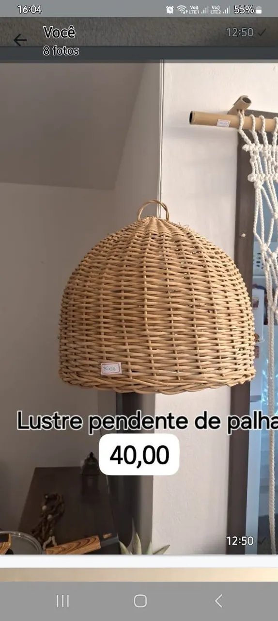 Lustre Pendente de Palha