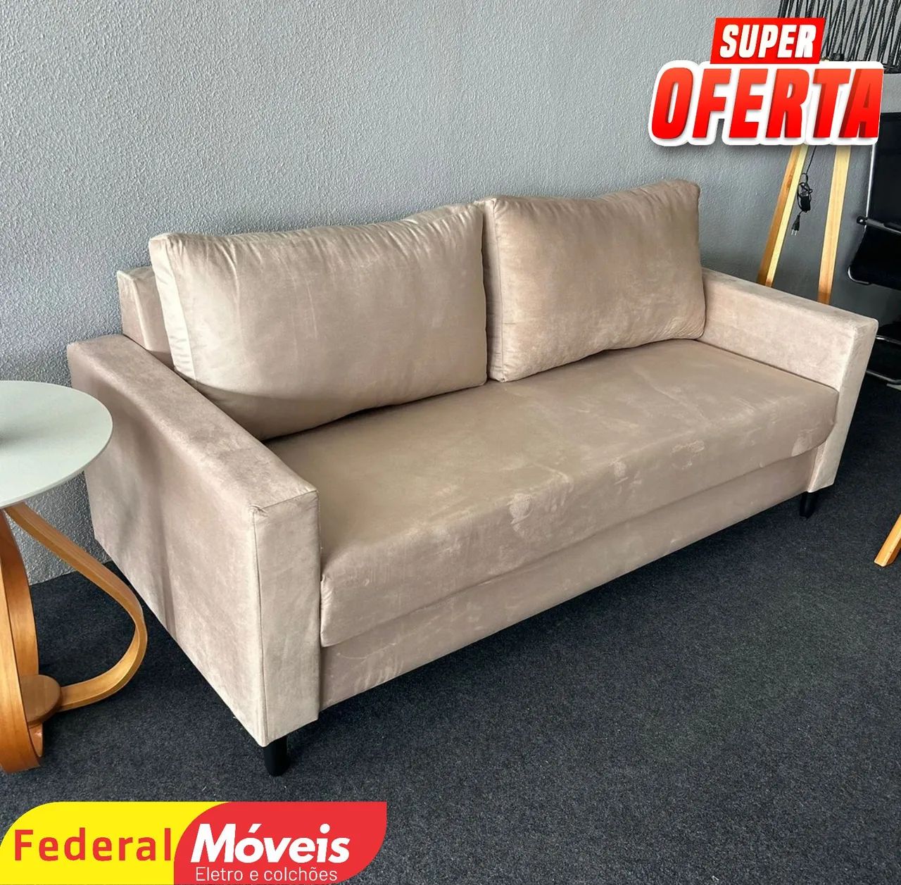 Sofá 1,94m em Linho Aveludado - Entregamos - Foto 2