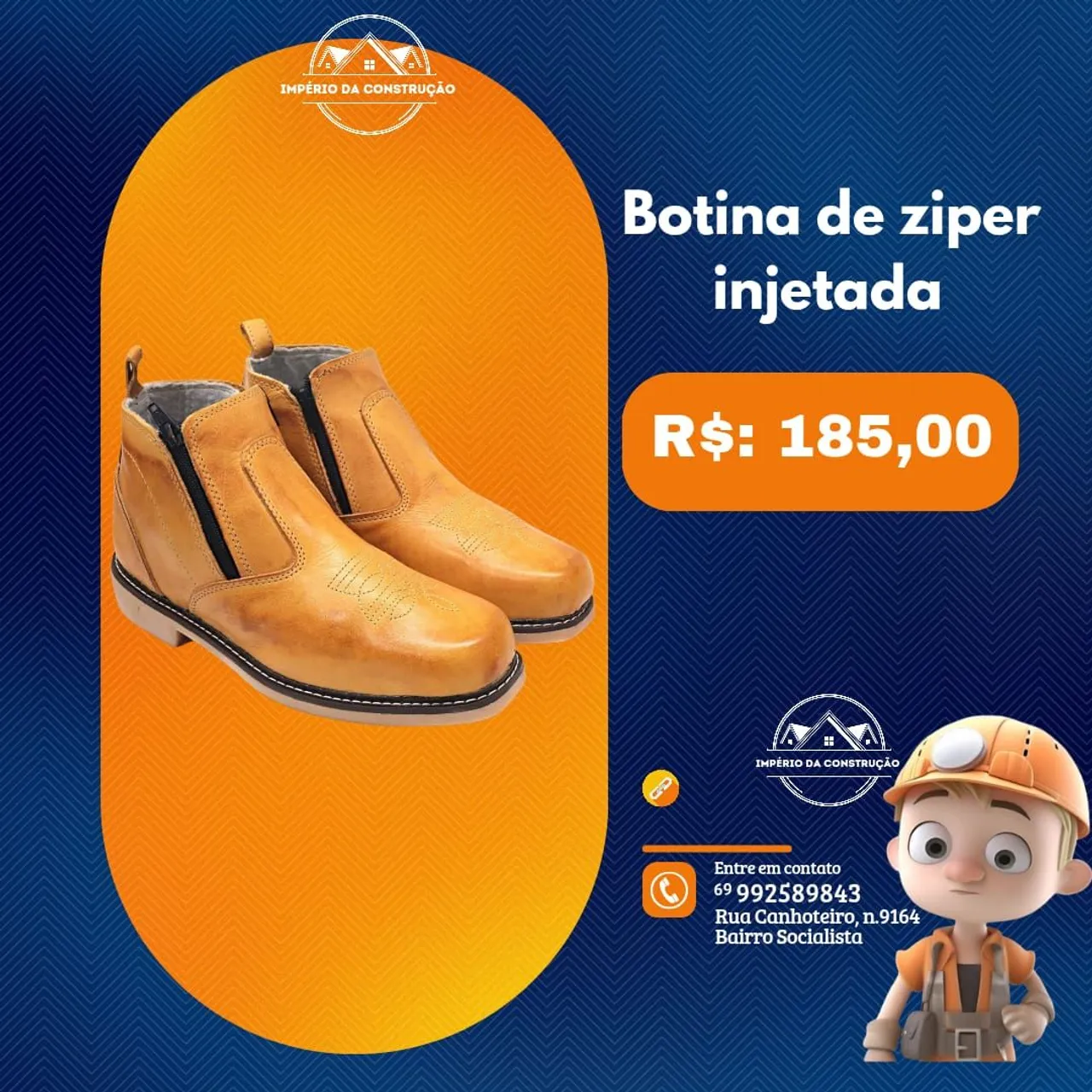 Promoção Botina De Zíper Injetada