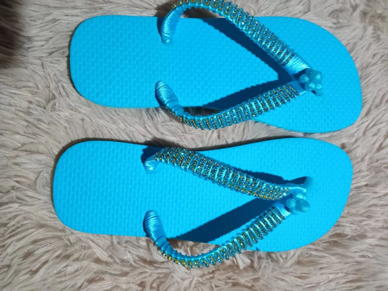 Sandálias Havaianas Artesanais Amarelas - Foto 5