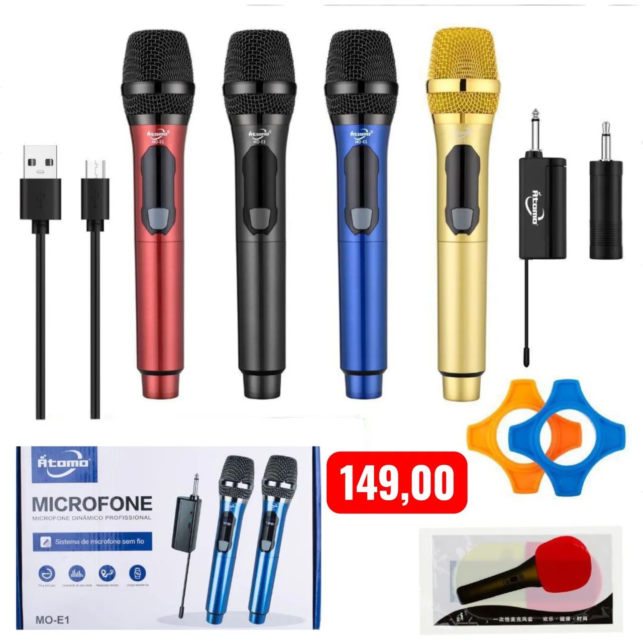 Microfone Sem Fio Duplo Profissional Digital Uhf Recarregável