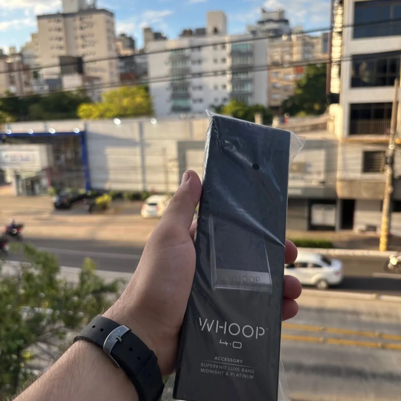 Pulseira Whoop 4.0 SuperKnit Luxe - Midnight & Platinum (Nova, Lacrada)