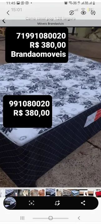 Cama casal top pillow R$ 550,00  altura 59  com os pés essa tem dois colchoes duas espumas - Foto 2