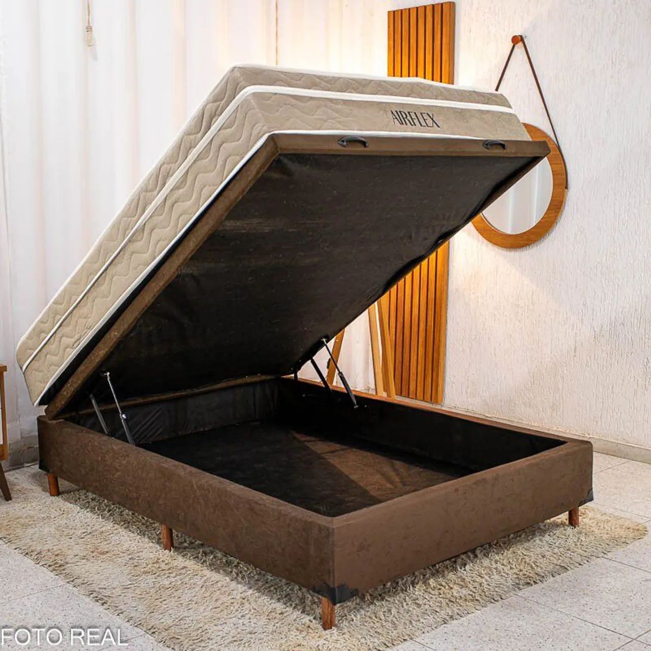 Cama Box Baú casal + colchão Molas ensacadas D33 Airflex 25 cm 