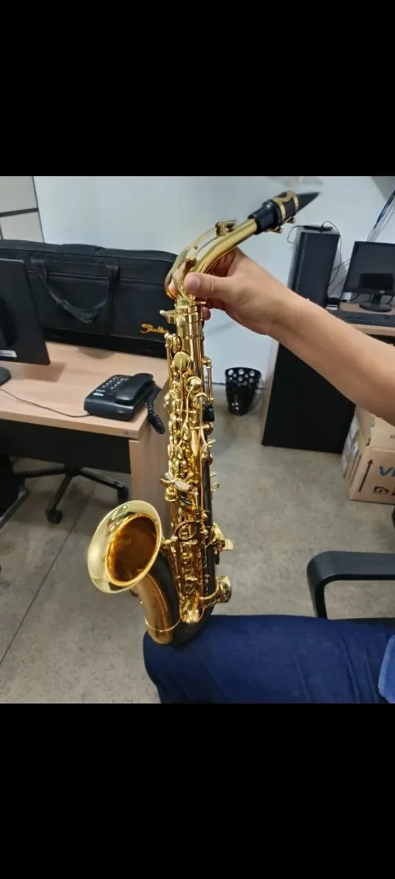 Saxofone Dourado - Instrumento de Sopro marca shelter 