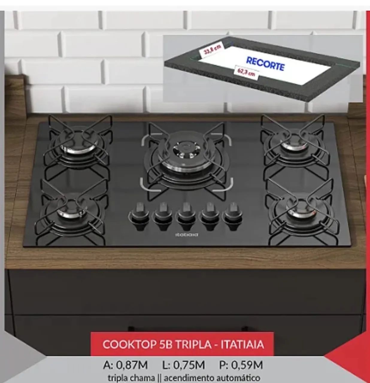 Fogão Cooktop Itatiaia Tripla Chama 