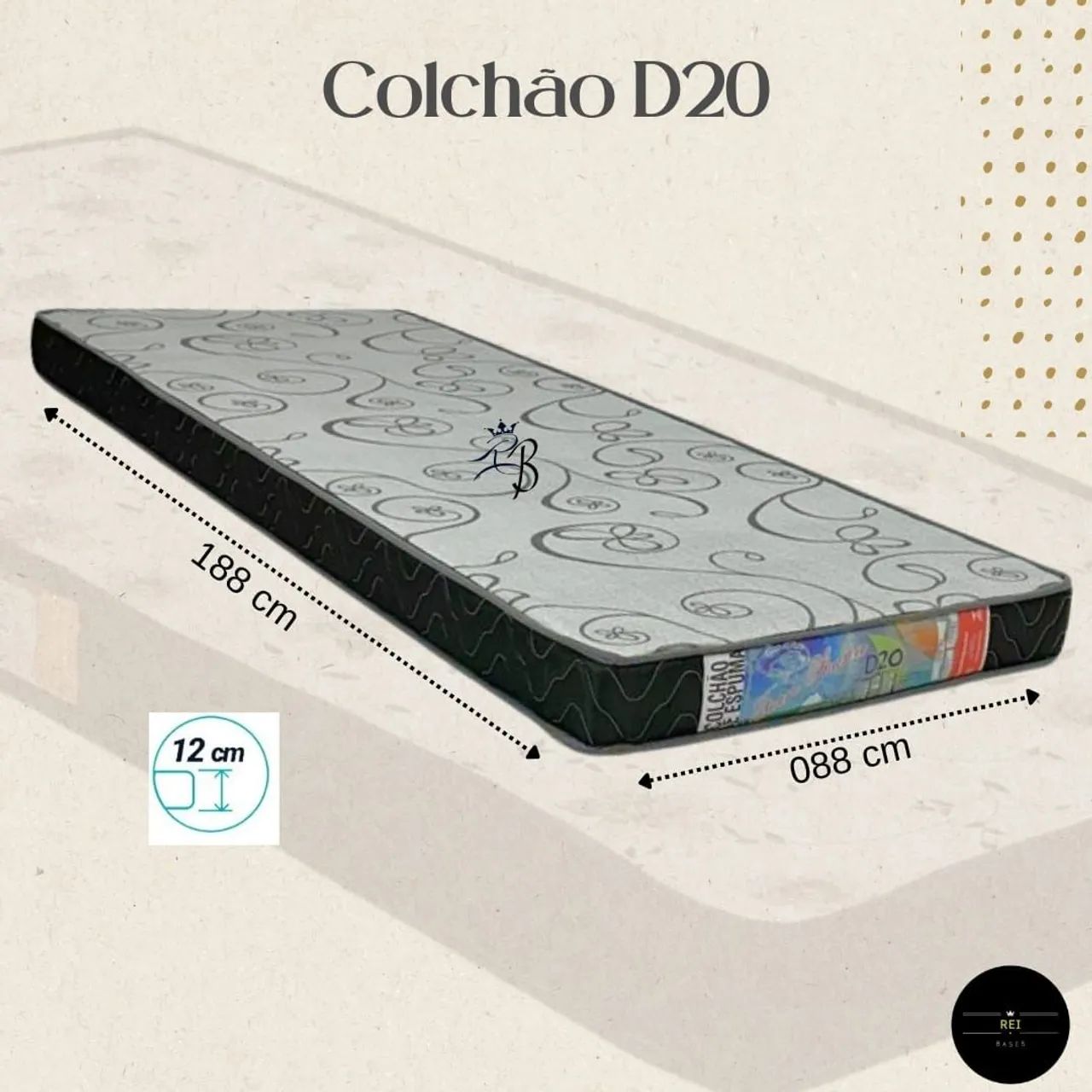 Colchão D20 Espuma Solteiro 0,88x1,88x0,12m