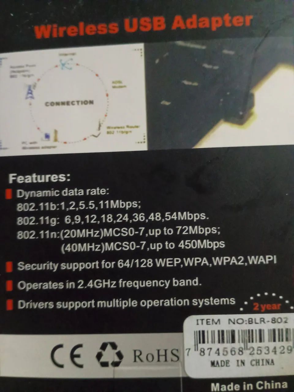 Wireless Adapter 2.4GHz 950Mbps 802.11b/g/n64330135943811121