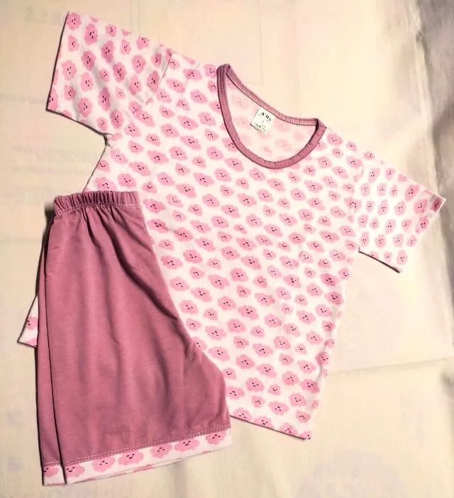 Pijama Infantil Menina Tamanho 4 em Malha 100% Algodão Shorts e Camiseta Promoção