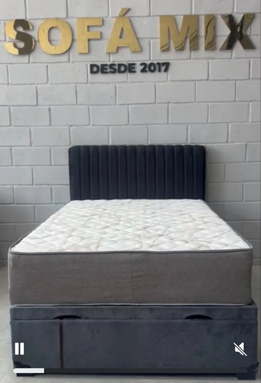 Cama baú casal colchão molas ensacadas 