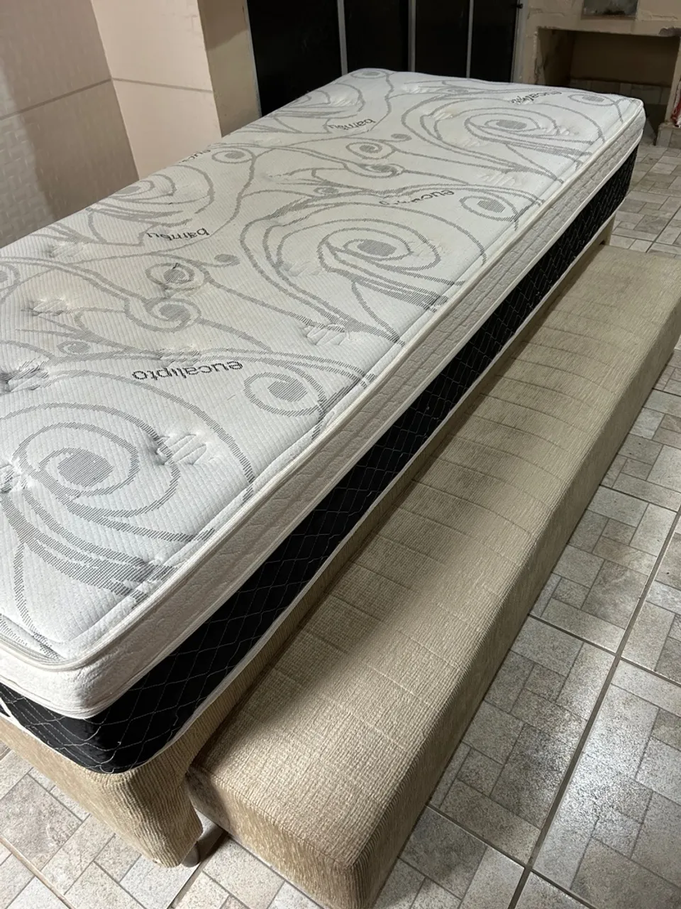 Cama Box Solteiro com Colchão e Bicama