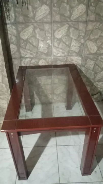 Mesa tampo de vidro 