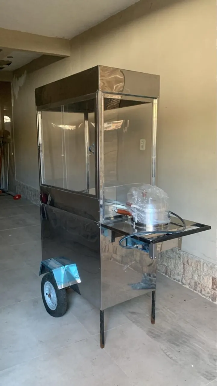 Carrinho Profissional de Pipoca em Aço Inox