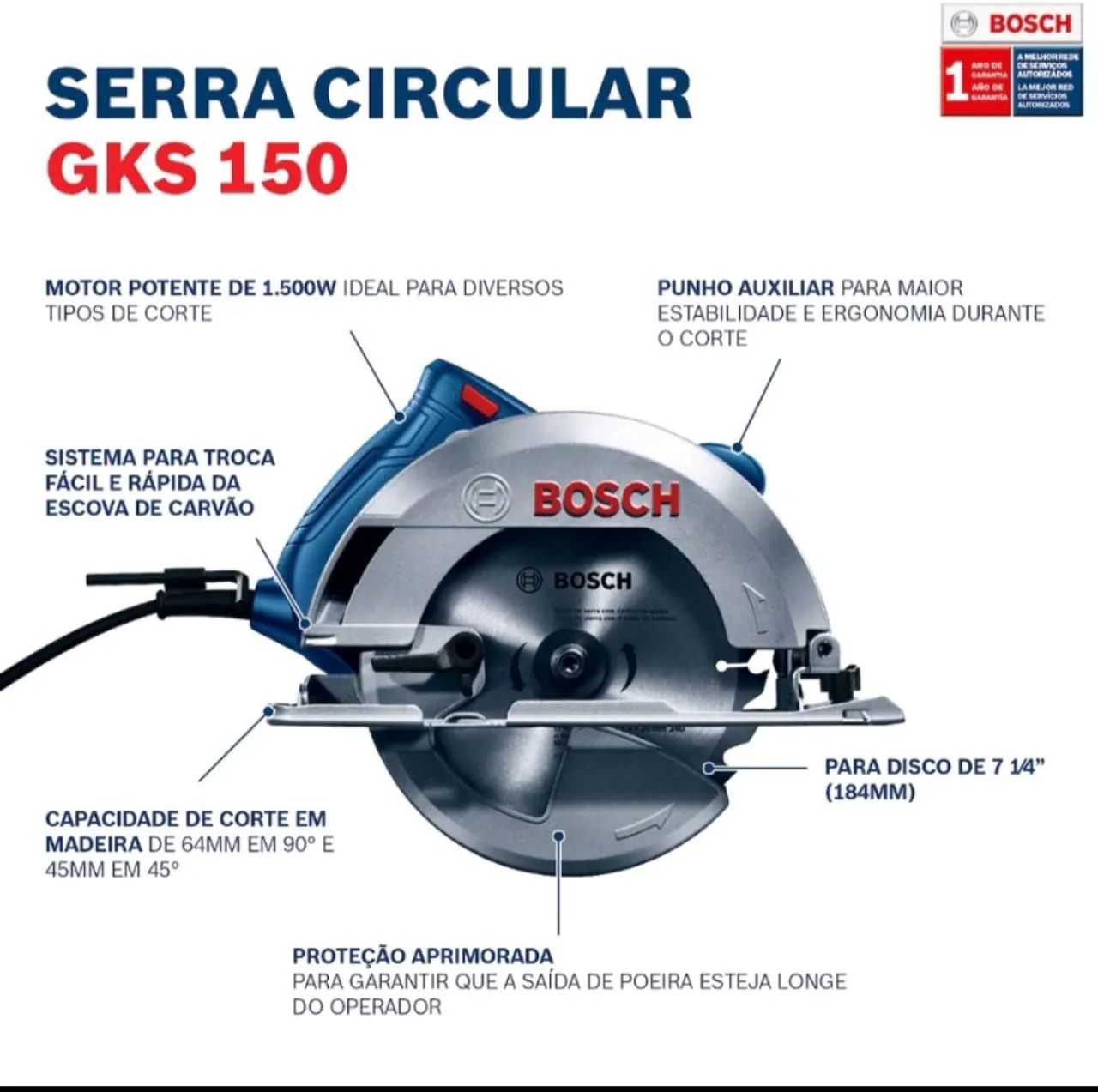Serra Circular Bosch 1500W C/ Disco NOVA PROMOÇÃO  - Foto 2