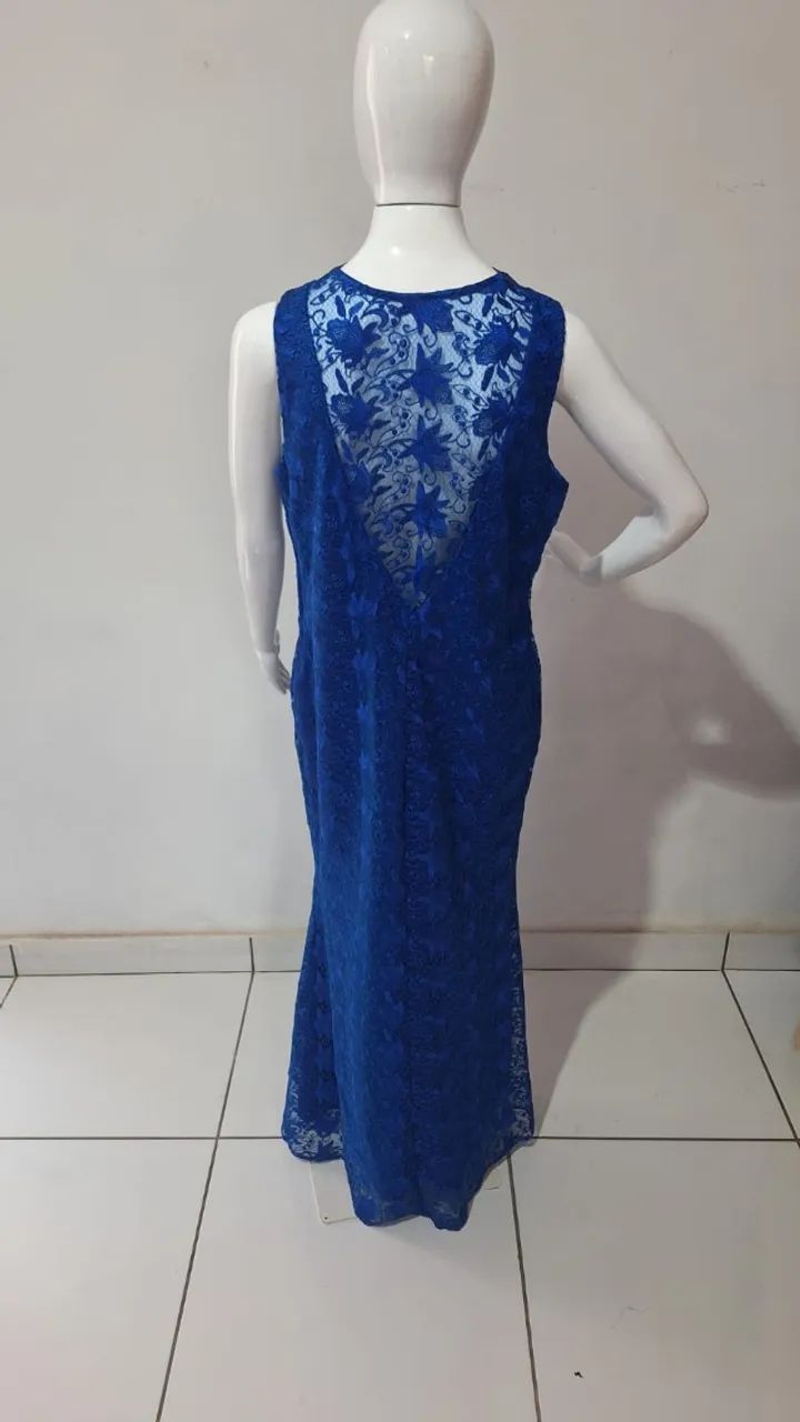 Vestido Longo Azul em Renda - Foto 4
