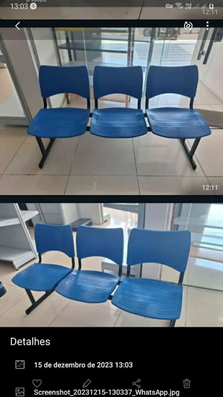 LONGARINAS EM PVC PERA RECEPCAO E SALA DE ESPERA LOJA CENTERACO ITAPUA * - Foto 4